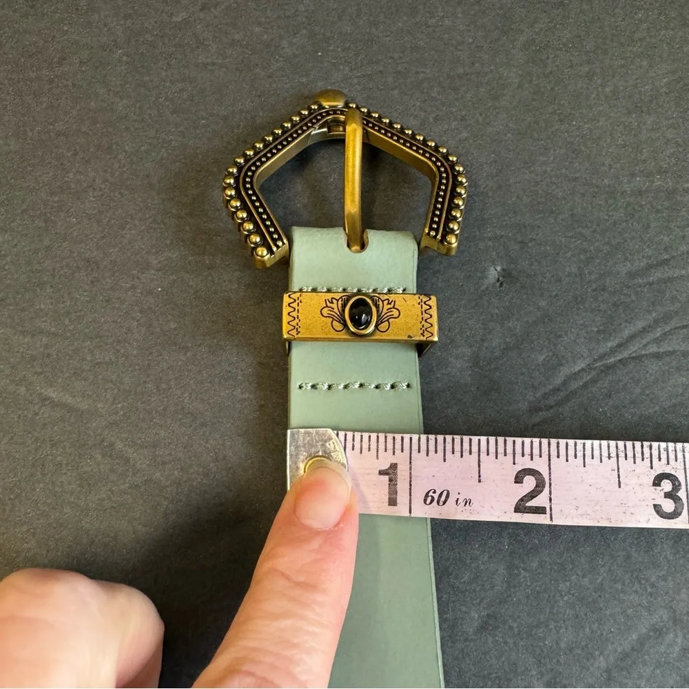 Treasure & Bond Sienna Western Leather Belt Sea Green Gold Tone Buckle‎ XL